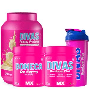 baunilha c cre e bon Kit Divas Turbo Feminy Protein 900g + Bumbum Plus 300g + Boneca de Ferro 300g + Brinde